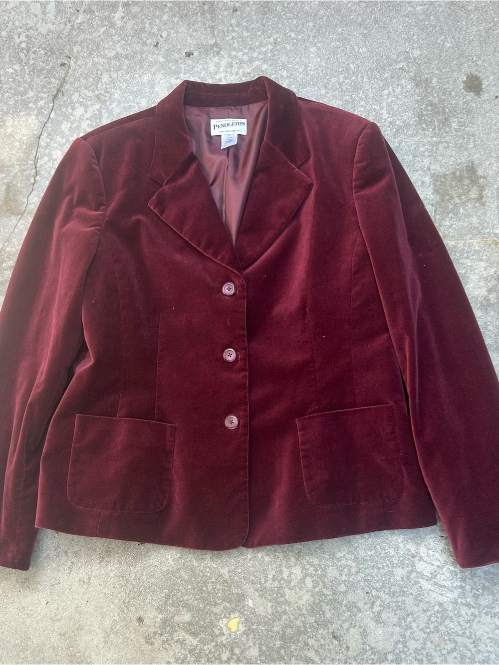 Pendleton Deep Wine Velvet Blazer Jacket